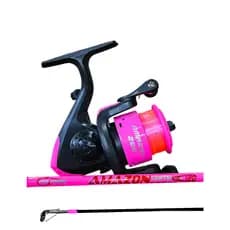KIT DE PESCA COR DE ROSA PINK PARA MENINA CRIANÇA INFANTIL KIT LEVINHO MOLINETE JÁ COM LINHA + VARA COMPLETO