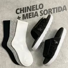 Kit Chinelo e Meia Sortida Masculino Feminino Sandália Slide Nuvem Confortável Casual Leve Macio
