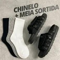 Kit Chinelo Asunaa e Meia Masculino Sandália Feminina Slide nuvem Confortável Macia Leve