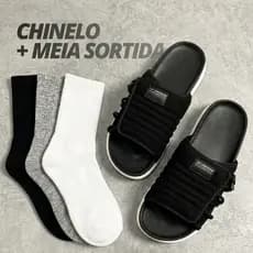 Kit Chinelo Asunaa Masculino Sandalia Feminina Slide Nuvem Confortável Meia Sortida