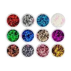 12 Cores Glitter Encapsulado Flocado Para Unhas Profissional