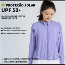 Casaquinho Casaco Jaqueta Jaquetinha feminina Capuz bolso Dry Fit Proteção Uv50+ Treino Academia Ziper Leve Confortavel
