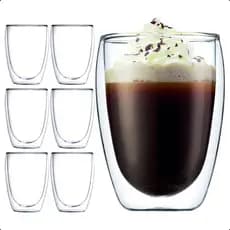 kit Copo Duplo Vidro 350ml Café Expresso Cerveja Chopp Kit Com Cor Transparente