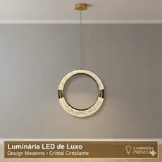 Lustre Pendente Arco Dourado Moderno Luxo para Teto Bivolt – Iluminação Decorativa