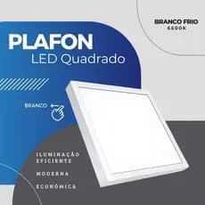 PLAFON LED 36W SOBREPOR QUADRADO | LUZ FORTE | DESIGN SLIM | BIVOLT