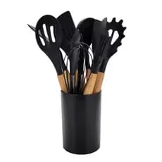 Kit 12 Peças Utensílios de Cozinha Premium Silicone & Madeira