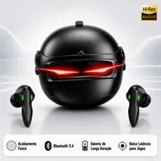 Fone De Ouvido Gamer Sem Fio TWS Bluetooth 5.3 Com Redução De Ruído Caixinha Capacete Cor Preto