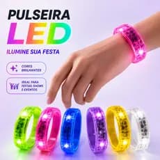 50 Unidades Pulseiras Led Ativa com Batida da Musica - AJUSTAVEL