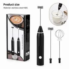 Mini Mixer Elétrico 3 em 1 Portátil Recarregável USB Espumador de Leite Misturador de Bebidas e Batedor de Ovos Inox