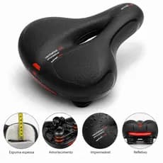 Banco Selim Bicicleta Bike Super Confortável Gel Largo Vazado Molas Refletor Traseiro MTB