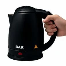 Chaleira Elétrica BAK 1,8L Inox Preta – Fervedor de Água em Aço Inoxidável, Aquecimento Rápido, Desligamento Automático