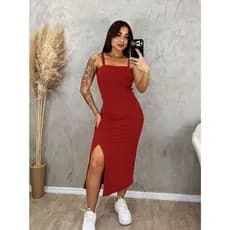 Vestido Alça  Caneladinho Vestido Mídi Feminino Canelado com Fenda Tubinho Justo Elegante Casual Moda 2026  Blogueira