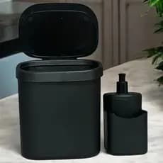 Kit organizador de Pia 2 Peças Lixeira 3,5L + Dispenser 500ml Porta Esponja Detergente