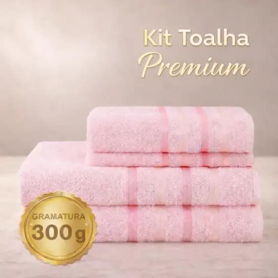 Kit 4 Toalhas Banho Rosto  Luxo Premium 100% Algodão 300g Gramatura
