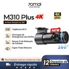Câmera Veicular 70mai M310 Plus 4k Dash Cam F1.55 App Wi-Fi 360° 24h Visão Noturna Sensor G/Uber Taxi