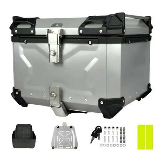 Bauleto Bau Moto 55L Atrox Dakar Universal  ( Alumínio ) Com Encosto De Brinde Forrado