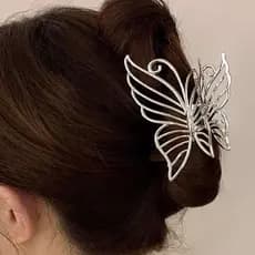 Presilha Piranha De Cabelo Borboleta Em Metal Dourada Forte Fixação