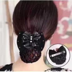 Presilha de Cabelo Elegante Laço com Strass e Redinha de Coque Acessórios de Cabelo para Mulheres Profissionais
