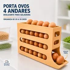 Porta Ovos 4 Andares Organizador Para Geladeira Dispenser Rolante Deslizante Automático Até 30 Ovos