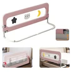 Grade de Cama com Proteção Infantil com Tela de Segurança 1,2m 1,5m 1,8m 2m Cinza/Rosa
