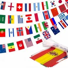 Kit Bandeiras Países 50/100/200 Unid Varal Dupla Face Decoração Jogos Copa