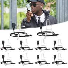 Kit com 10 Fones de Ouvido p/ Rádio Baofeng, Silicone Preto, Lapela Stereo Comunicador