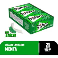 Chiclete Trident Menta Sem Açúcar Caixa Com 21 Unidades 8g