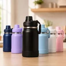 Garrafa Térmica Squeeze Aço Inox 304 Premium com Alça 350ml 600ml 800ml 1000ml Bebida Gelada Quente