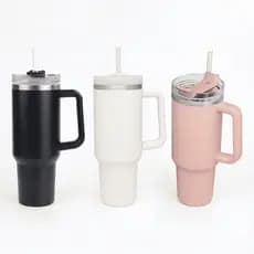 Copo Térmico 1200ml com Alça Lateral Tampa e Canudo Garrafa Térmica Inox Viagem Academia