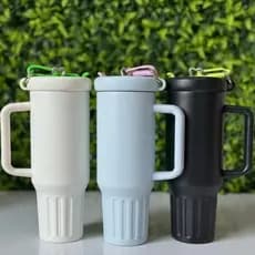 Copo Térmico Inox 1200ml Portátil com Alça e Chaveiro | Mantém Gelado 24h Quente 12h