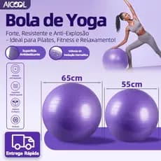 AICOOL Bola de ioga à prova de explosão/bola de pilates/bola de fitness/design antiderrapante, 65 cm/55 cm opcional