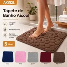 Conjunto AICOOL de Tapetes para Banheiro 60x40cm, Antiderrapante, Absorvente com Design de Pedra
