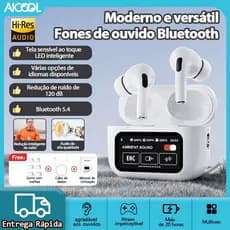 AICOOL Fones TWS Bluetooth 5.4 com Tradução IA, Tela Inteligente, Cancelamento Ativo de Ruído e Resistência à Água IPX5