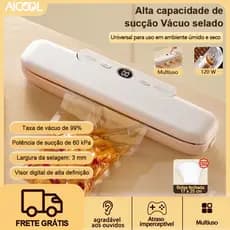 AICOOL Máquina portátil de embalagem e selagem a vácuo, adequada para alimentos, bivolt, inclui sacos a vácuo gratuitos.