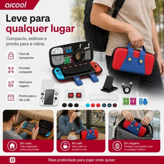 Case Estojo Bolsa Protetora Mario Edition 10 Slots Jogos Para Nintendo Switch 2 Padrão