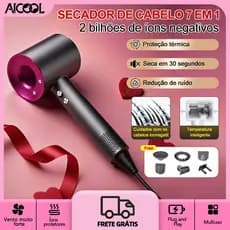AICOOL Secador de Cabelo Profissional 7 em 1  | Íons Negativos, Secagem Rápida, Frio/Quente, Silencioso, Multiuso 220v