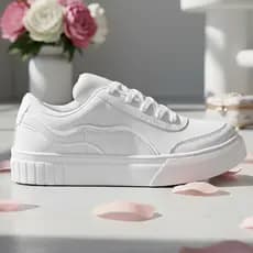 Tênis Branco Flatform Feminino Branco Sola Alta Plataforma Casual Estiloso e Confortável