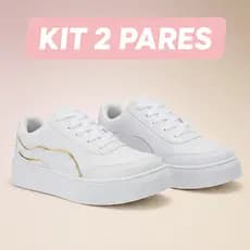 Kit 2 Pares Tenis Branco Feminino Casual e Esportivos Sapato Academia Moda Mulheres Dia a Dia Leve