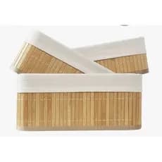 Kit 3 Cestos Organizadores de Bambu Multiuso com Forro