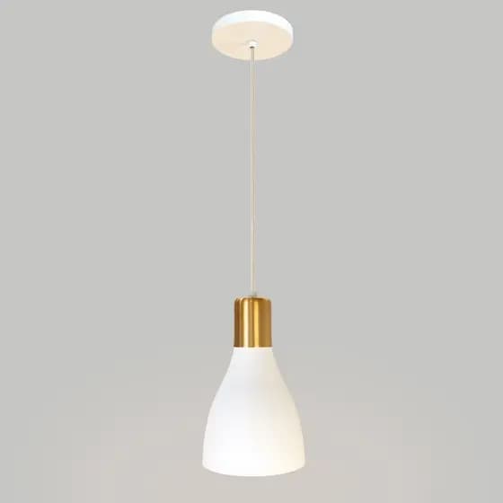 Luminária Pendente Lustre Teto Luxo Branco com Dourado