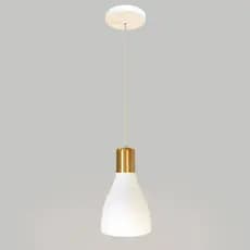 Luminária Pendente Lustre Teto Luxo Branco com Dourado