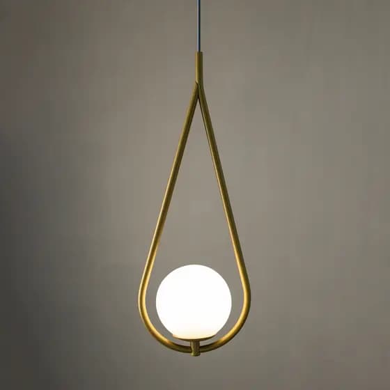 Luminária Teto Pendente Gota Globo Vidro Cama Quarto Dourado