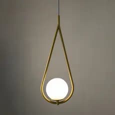 Luminária Teto Pendente Gota Globo Vidro Cama Quarto Dourado