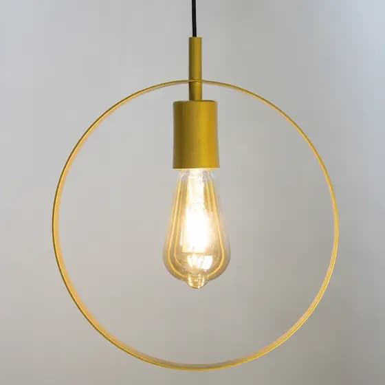 Luminária De Teto Pendente Anel Círculo Quarto Cama Dourado