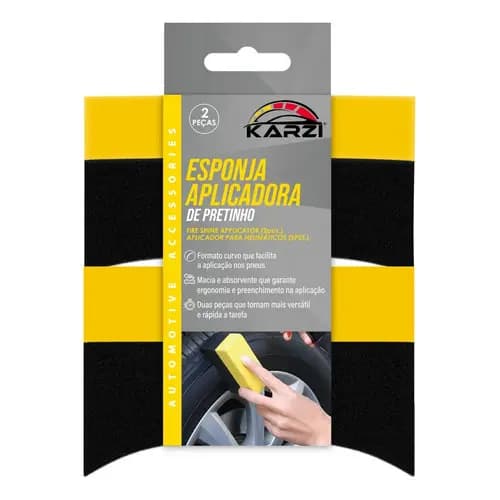 Kit 2 Unidades Esponja Aplicadora Pretinho Pneus Automotivo