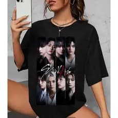 Camiseta Blusa Feminina Oversized Stray Kids T shirt Algodão Plus Size