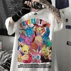 Camiseta Unissex Oversized Plus Size Feminina Masculina branca oversize Anime Pokémon Unissex Hip Hop