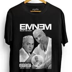 Camiseta Unissex Oversized Plus Size Feminina Masculina de Meme Eminem Belo Tendência Pagode Rap Camisa 100% Algodão Pre
