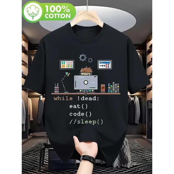Camiseta Masculina Feminina Oversized Unissex Algodão 100% Estampa Programadorsleep()" Engraçada TI Dev Codador
