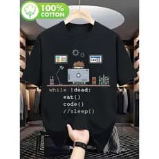 Camiseta Masculina Feminina Oversized Unissex Algodão 100% Estampa Programadorsleep()" Engraçada TI Dev Codador